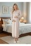 Women's Mink Stylish Lace Embroidered Long Sleeve Special Design 100% Cotton Maternity Nightgown