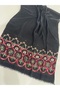 Black Embroidered and Stone-Embellished Organic Cotton Imported Shawl