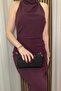 Women's Black Stone Hand and Shoulder Bag - Chain Strap Detail