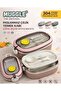 Stainless Steel Food Container 750 ml - with Fork and Spoon Set, Double Lock Design - Pink Color