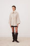 Women's Belted Cashmere Poncho with Fur Collar - Cream - Sevde Ugur - 4