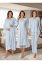 Women's Blue Cotton Lace Long Sleeve Design Effort Maternity Nightgown Pajama Set - 2