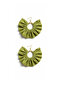 Gold Color Hoop Earrings – Pistachio Green Fabric Beaded Design