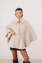 Women's Belted Cashmere Poncho with Fur Collar - Cream - Sevde Ugur - 5