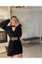 Women's Long Sleeve Off-the-shoulder Stripe Detail Camisole Dress - 2
