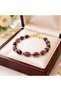 Natural Stone Bracelet with Garnet (Lal) Stone and Gold Detail - 6