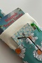 Daisy Patterned Linen Book Cover with Pockets, Gift for Book Lovers - 6