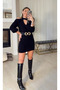 Women's Long Sleeve Off-the-shoulder Stripe Detail Camisole Dress - 3