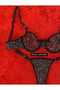 Women's Patterned Underwire Stylish Bra Lingerie Set - 3