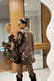 Embroidered Jacket Skirt Suede Set - 2