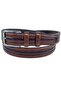 Brown Faux Leather Model with Stripes in the Middle, 3.5 cm Classic Men's Belt // Xd-8013-52 - 2