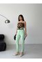 Belted High Waist Tight-Leg Fabric Pants - 3