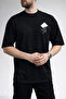 Men's Cubic Form Detailed Crew Neck Black T-Shirt - 2