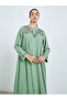Women Green Embroidered A-Line Jalabiya - 2