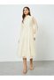 Women Cream Lace Shirt Midi Dress - 3