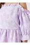 Girls Lilac Floral Cold Shoulder Midi Dress - 3