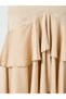 Women Beige Satin Ruffled Hem Midi Dress - 4
