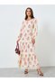 Women Pink Floral Print Tiered Maxi Dress