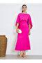 Women Pink A-Line Maxi Dress with 3/4 Sleeves