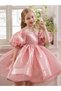 Girls Pink Pearl Puff Faux Pearl Embellished Dress - 6