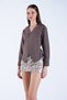 Brown V-Neck Asymmetrical Cut Button Detailed Poplin Shirt Alc-X15118 - 5