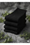 Pack of 4 Plain Black Cotton Casual Sports College Socks - 5