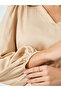 Women Beige Satin Ruffled Hem Midi Dress - 5