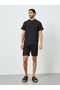 Men Black Textured T-Shirt and Shorts Co-Ords