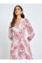 Women Pink Printed Balloon Sleeve A-Line Maxi Dress - 2