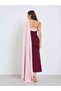 Women Burgundy Cape Detail Mermaid Maxi Dress - 5