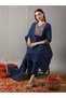 Women Navy Blue Floral Embroidered Kurta with Pant and Dupatta Set - 7