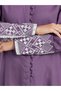 Women Purple Embroidered Cuff Long Sleeve Shirt - 3