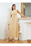 Women Cream Sleeveless Lace Maxi Dress - 3