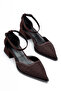 Women's burnt brown shiny stone suede fabric low heel shoes - 3