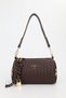 Women's Braided Brown Lock Charm Detailed Hand Shoulder and Crossbody Bag Alice