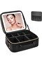 LED Mirror Makeup Storage Case with Touch Button Light, High Capacity Cosmetic Organizer Bag with Re - 2