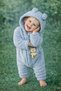 Winter Sweet Teddy Bear Figured Hooded Plush Zippered Baby Jumpsuit - 5