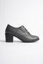 Women's Genuine Leather Lace-Up Classic Heeled Shoes - Gray - 3