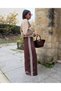 Women's Brown Striped High Waist Comfortable Loose Pants