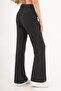 High Waist Flare Relaxed Fit Women's Black Trousers - 3