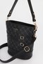 Women's Monogram Black Belt Detailed Bucket Model Shoulder and Crossbody Bag Carla - 7