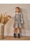 Girl's Cotton Gray Shirt Collar Dress 2 Piece Dress - 3
