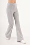 High waist flare comfortable cut gray trousers