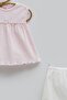 100% Cotton Baby Girl Shorts Set - Openwork Sleeveless Top and Bow Shorts Set - 2
