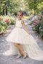 Girl's Ecru Tutu Skirt with Long Tail on the Back, Graduation Party Prom Combination Skirt