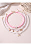 Pack of 3 - Pink Beaded Charm Necklace - 2