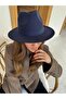 Flat Brimmed Cashmere Cowboy Hat Navy Blue