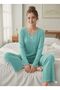 Cotton long sleeve bow detail pajama set 4454