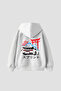 Japanese Honda Sakura Printed Oversize Unisex White Hoodie