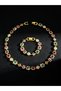 2-Piece Colorful Rhinestone Detail Necklace With Bracelet Jewelry Set - 5